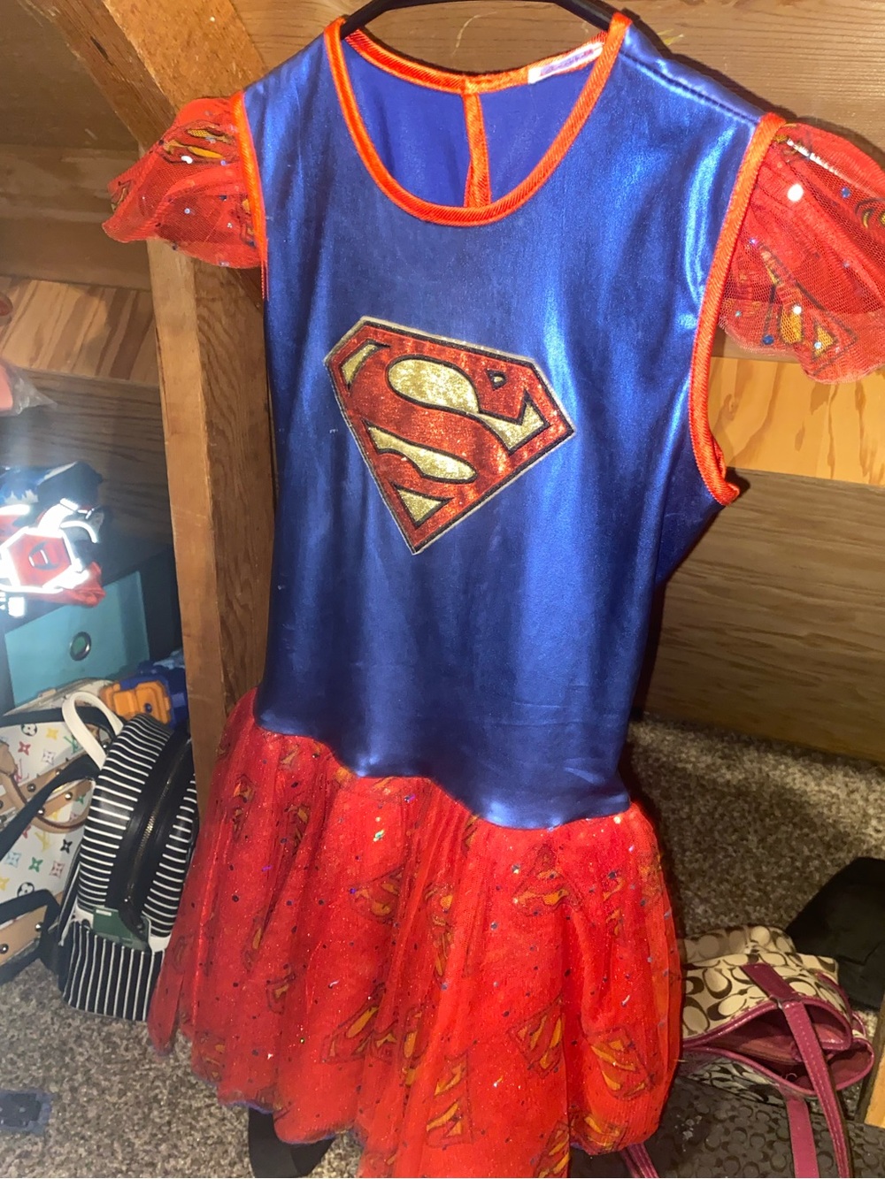 Supergirl Inspired Blue & Red Girls Costume Dress - Kids Costume